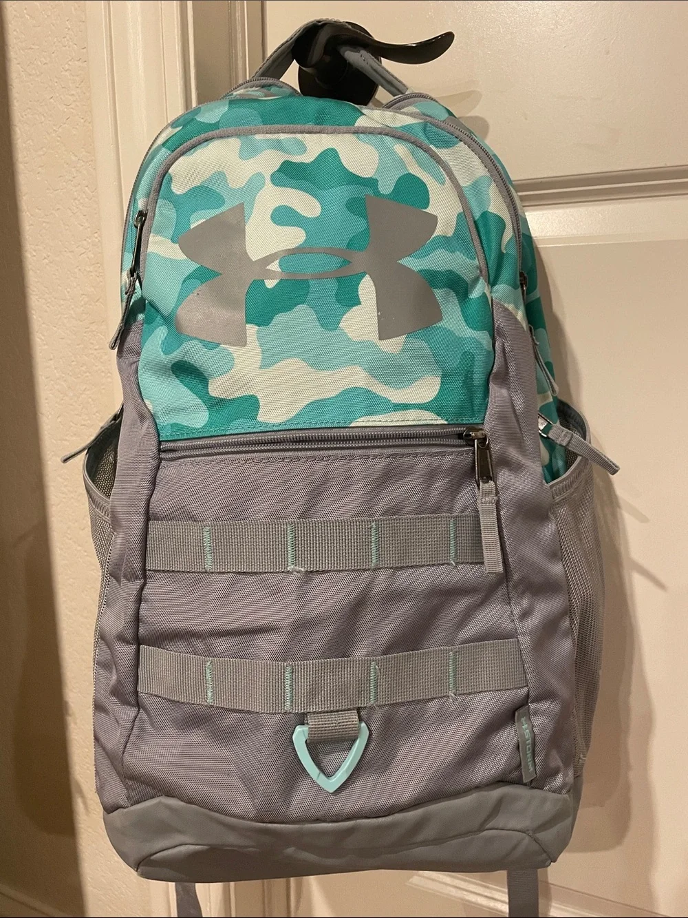 Under Armour Teal Camo and Gray Kids Backpack